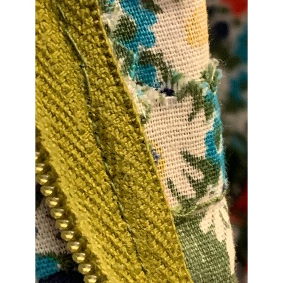 Handmade 70s Prairie Green Floral Cottagecore Farm Dress Lace Trim Button - Picture 9 of 16